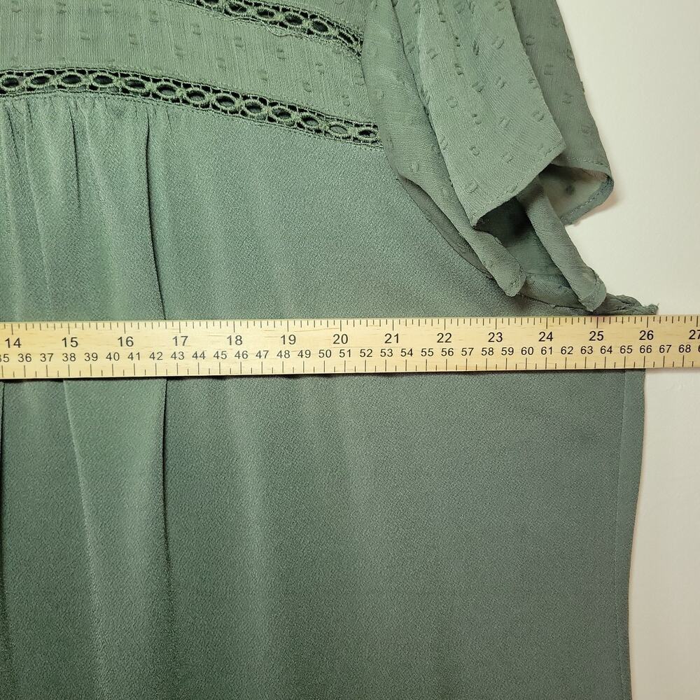 Women's Flare Short Sleeve Blouse Size 3XL Sheer Details Whimsygoth Witchy Olive - Picture 5 of 7